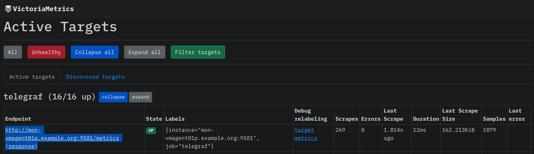 debugging vmagent targets